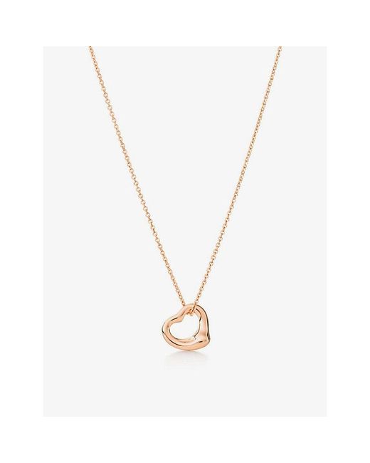 Tiffany & Co White Elsa Peretti Open Heart Rose- Pendant