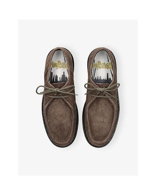 Collegium Brown Moc-Toe Suede Derby Shoes for men