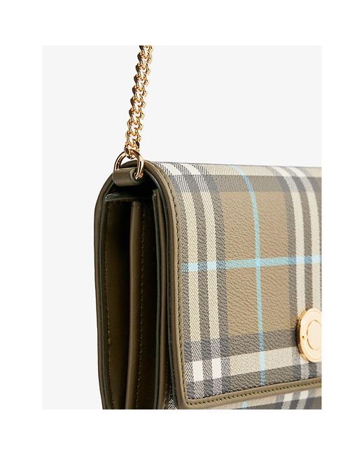 BURBERRY: Hannah wallet bag in coated cotton with all-over Vintage