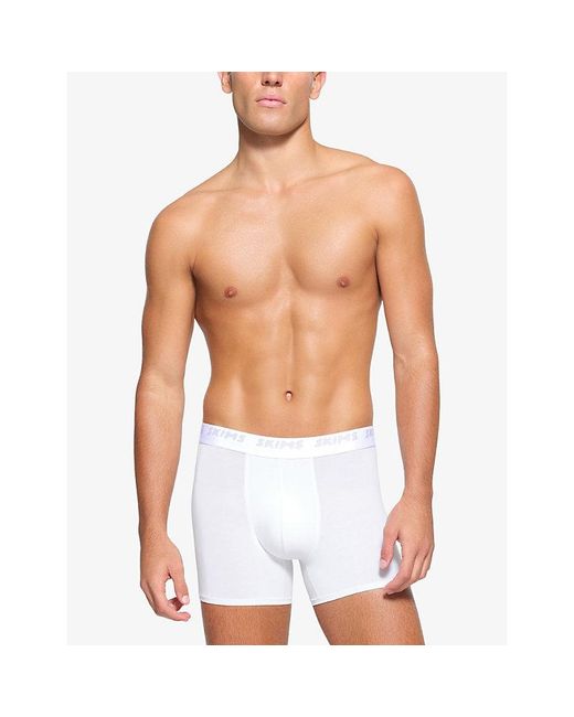 Skims Stretch 3-Inch Pack Of Three Modal-Jersey Boxer Briefs in White ...