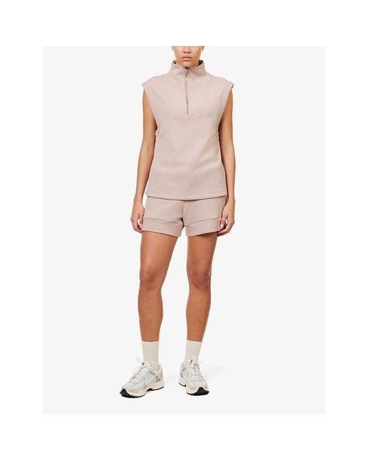 Varley Pink Magnolia Half-zip Relaxed-fit Stretch-woven Top