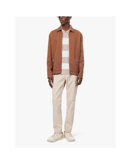 Eleventy Brown Solbiati Zipped Linen Jacket for men