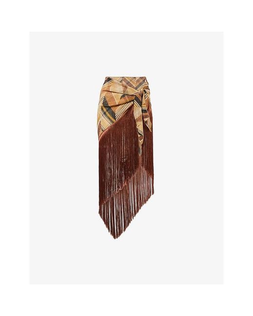 Devon Windsor Brown Paxton Fringed Woven Sarong