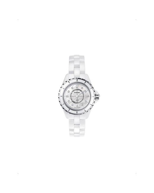 Chanel White H2570 J12 29mm Mother-of-pearl And Diamond Dial High-tech Ceramic, Steel And 0.04ct Diamond Quartz Watch