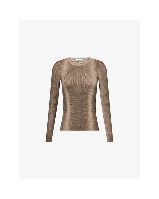 Peachy Den Brown Lulu Round-Neck Thermal-Knit Jumper