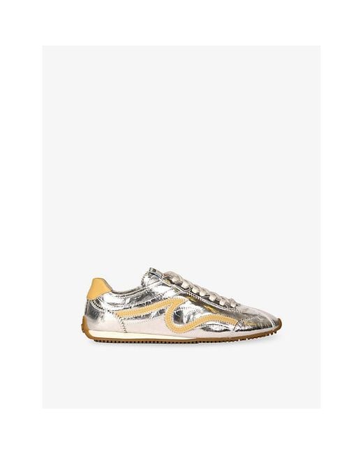 Sandro White Metallic Leather Trainers