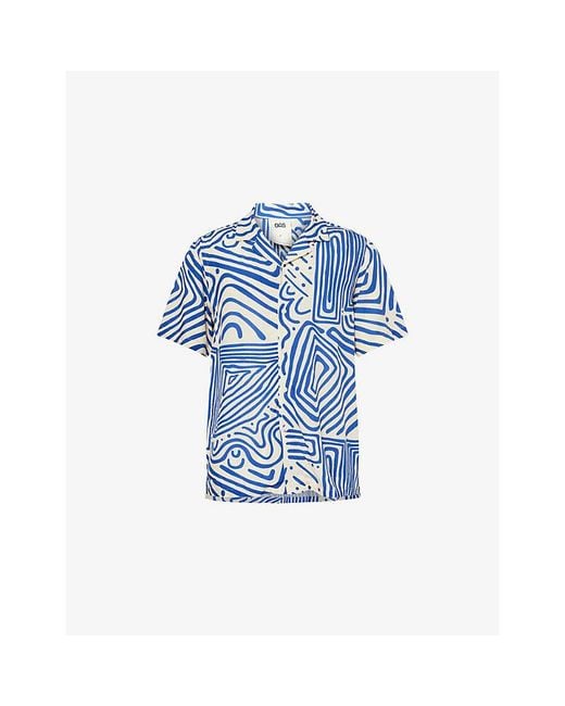 Oas Blue Eldovado Graphic-Pattern Woven Shirt for men