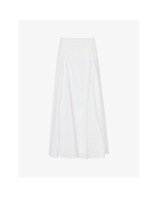 Another Tomorrow White Flared Mid-rise Woven Midi Skirt X