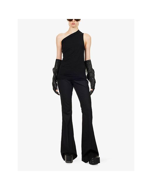 Rick Owens Black Athena Asymmetric Stretch-Jersey Tank Top