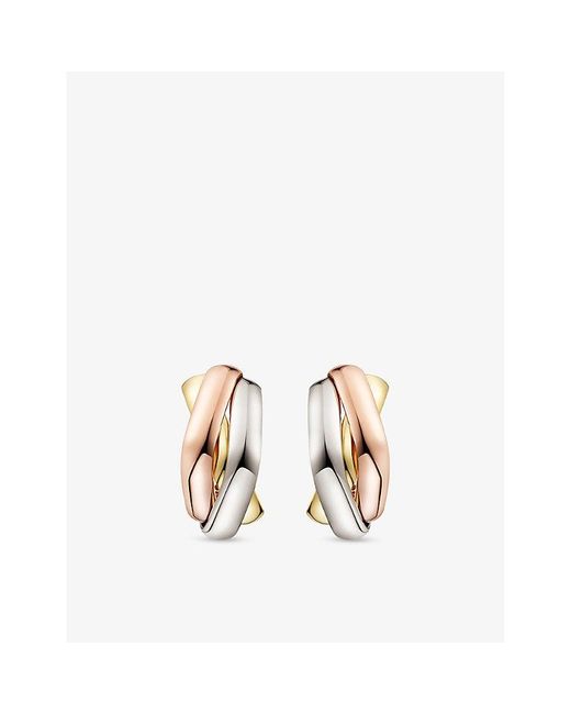 Cartier Metallic Trinity 18Ct- - And Rose- Cushion Earrings