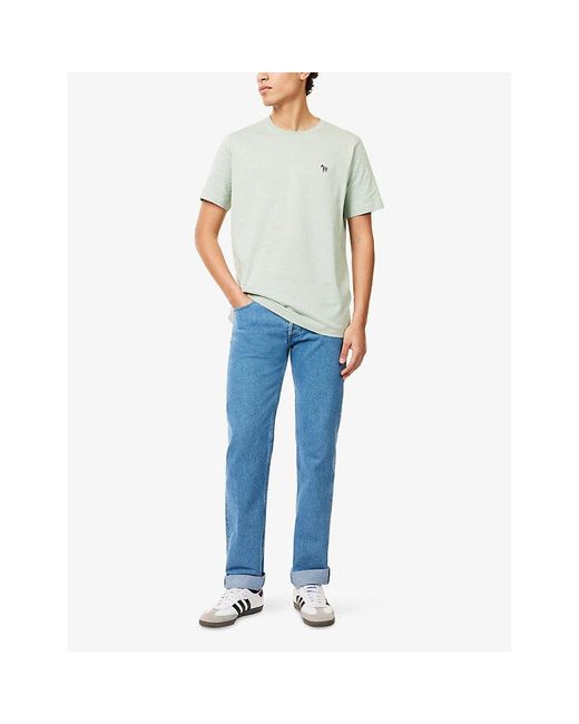 Paul Smith Blue Zebra-Patch Cotton T-Shirt for men