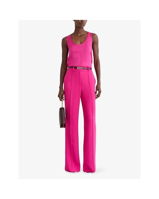 Reiss Pink Ruby Sleeveless Stretch-Silk Top