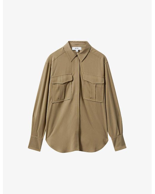 Reiss Natural Isador Patch-pocket Relaxed-fit Woven Shirt
