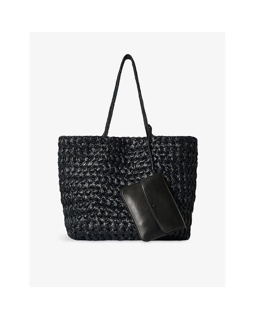 The Row Black Estelle Large Woven Tote Bag