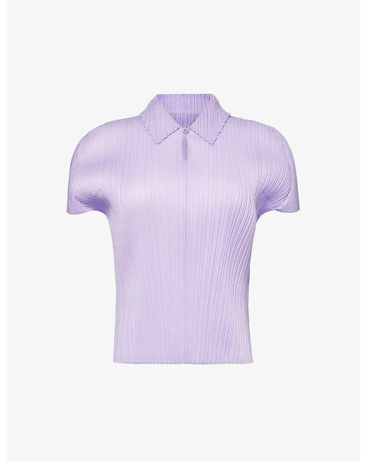 Pleats Please Issey Miyake Purple April Pleated Knitted Top