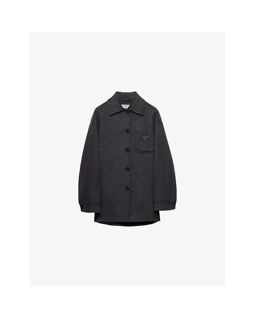 Prada Blue Single-Breasted Double Cashmere-Wool Caban Jacket