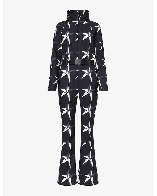 Perfect Moment Blue Pm Star-print Woven Ski Suit