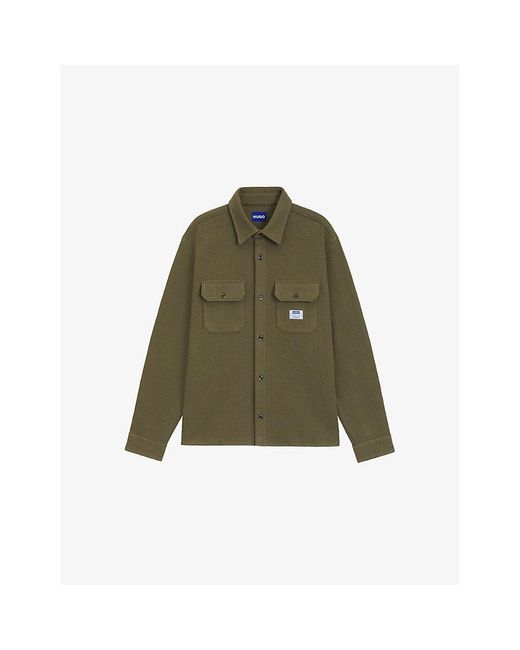 HUGO Green Logo-Tag Regular-Fit Cotton-Blend Shirt for men