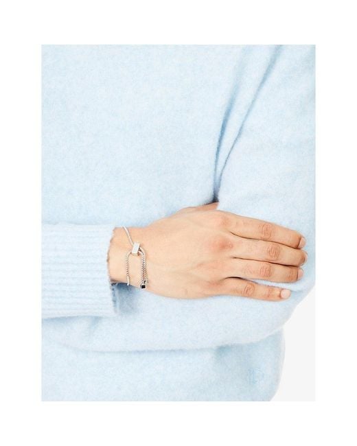 Poubel Metallic Single Charm Rhodium-Plated Sterling- Bracelet for men