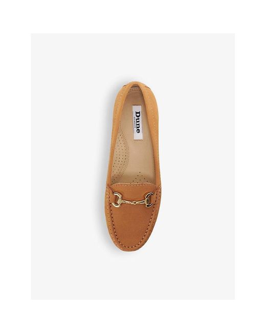 Dune Brown Glenniee Snaffle-trim Flat Suede Loafers