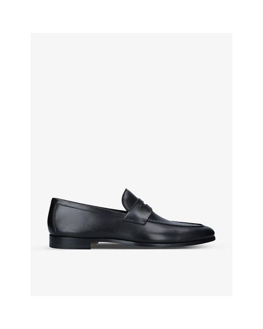 Magnanni Shoes Black Diezma Leather Penny Loafers 10. for men