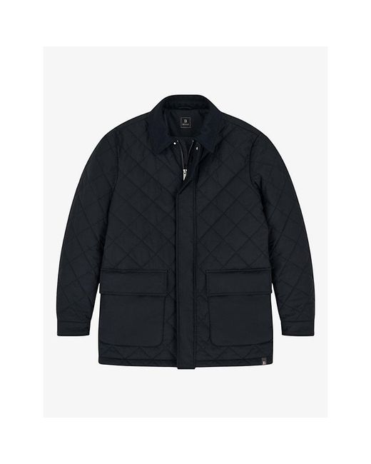 Boggi Blue Padded Patch-Pocket Woven Peacoat for men