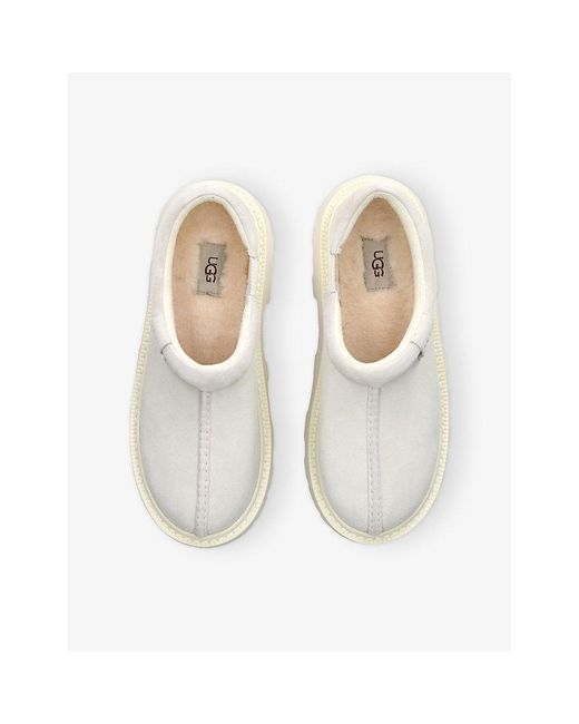 Ugg White Tasman Lug-Sole Suede Slippers for men