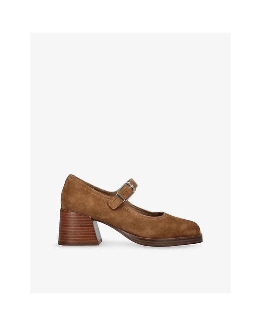 Steve Madden Brown Lisbon-S Suede Block-Heel Mary-Jane Courts