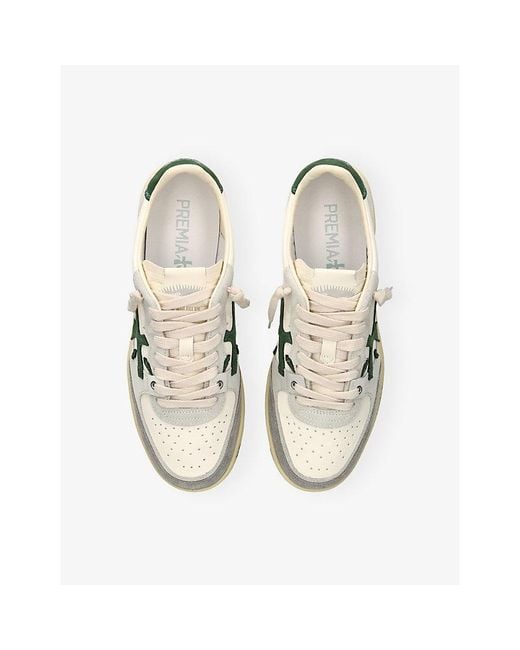 Premiata White Bskt Clay Leather Trainers for men