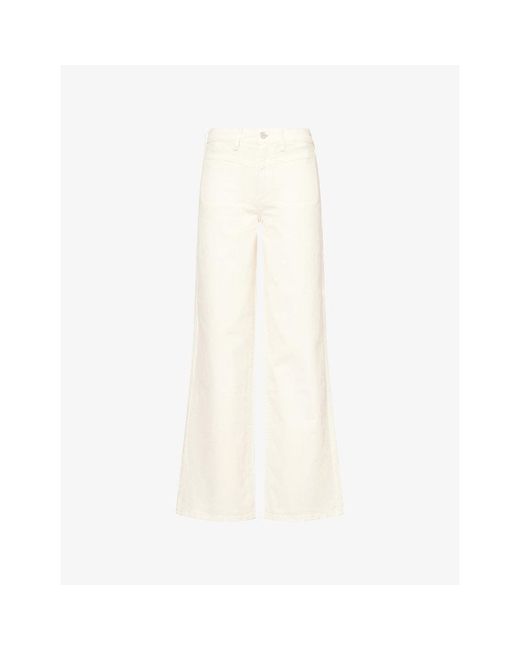 PAIGE White Anessa Front-Yoke Wide-Leg Stretch-Denim Blend Jeans