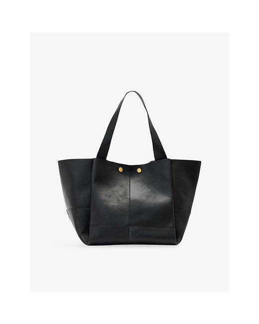 AllSaints Black Rosalie Leather Tote Bag