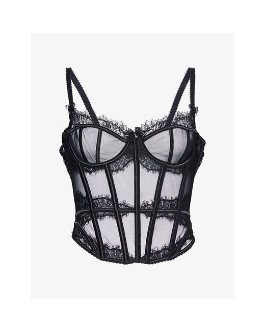 Lounge Underwear Black Zendaya Underwired Tulle Corset