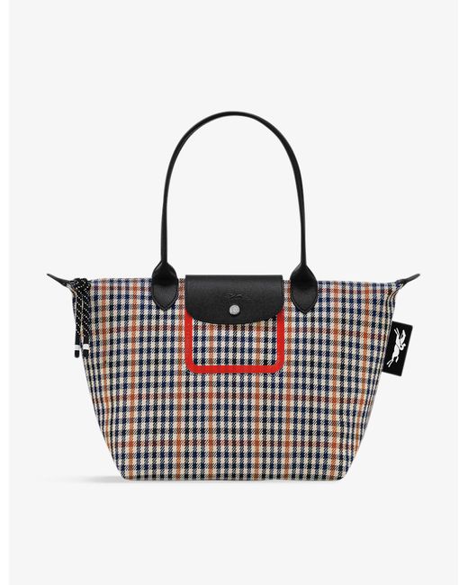 Longchamp Le Pliage Small Houndstooth Coated-canvas Shoulder Bag in Blue |  Lyst UK