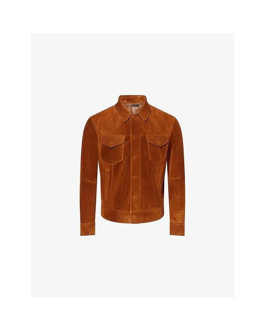 Tom Ford Brown Western Collared Suede Jacket for men