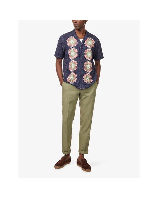 Orlebar Brown Green Griffon Tapered-Leg Linen Trousers for men