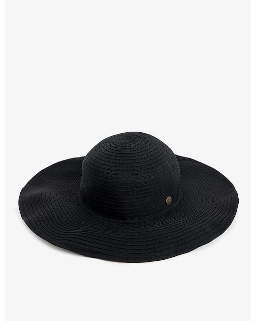 Seafolly Black Lizzy Brand-plaque Woven Hat