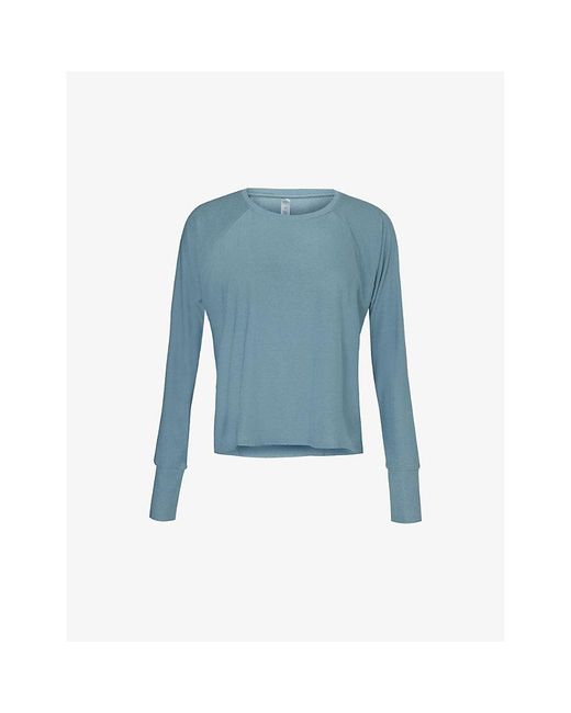Beyond Yoga Blue Featherweight Daydreamer Relaxed-fit Stretch-jersey Sweatshirt