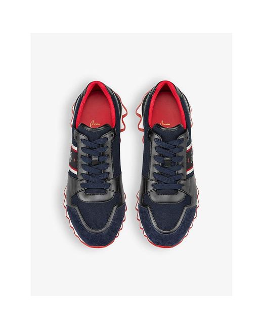 Christian Louboutin Blue Nastroshark Chunky-sole Leather Low-top Trainers for men