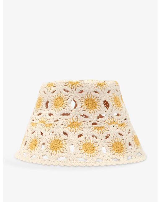 Maje Natural Bob Sun Graphic-print Cotton-crochet Bucket Hat