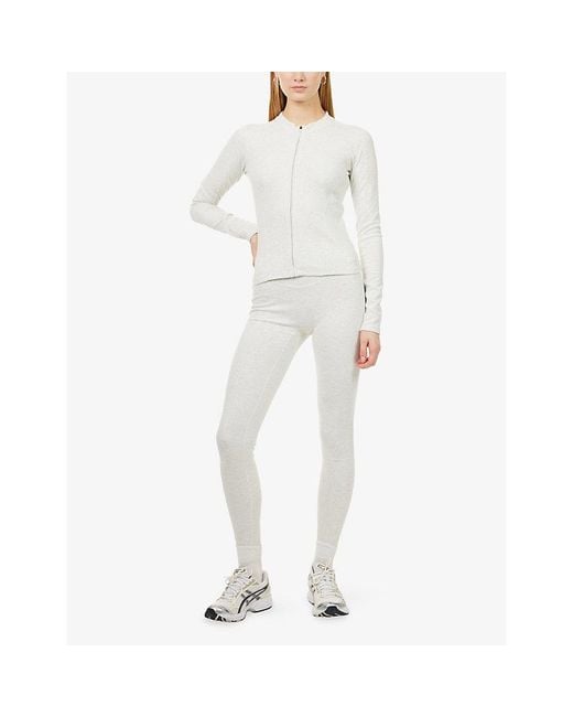 The Couture Club White Sculpt Crossover-Waistband Stretch-Cotton Leggings