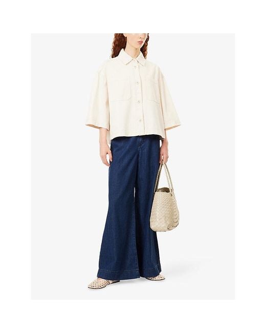 Weekend by Maxmara White Short-Sleeve Relaxed Denim Jacket