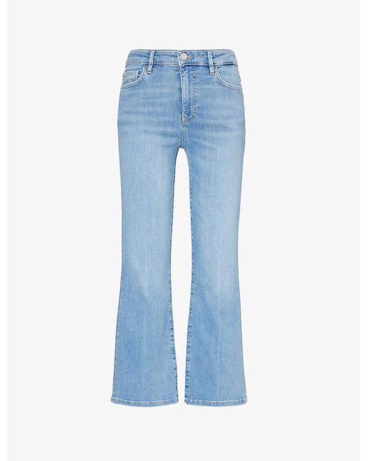 FRAME Blue Le Crop Mini Straight-leg High-rise Organic Denim-blend Jeans