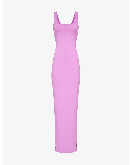 GOOD AMERICAN Pink Split-hem Stretch-woven Maxi Dress