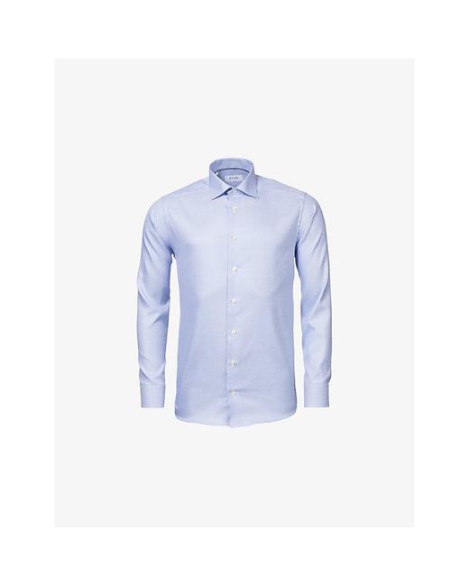 Eton of Sweden Blue Cutaway Collar Single-Cuff Slim-Fit Cotton Shirt for men