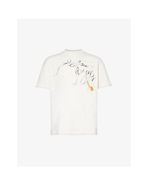 Palm Angels White foggy Graphic-print Cotton-jersey T-shirt X for men