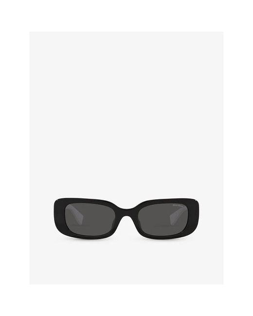 Miu Miu Black Mu 08ys Tinted-lens Rectangle-frame Acetate Sunglasses