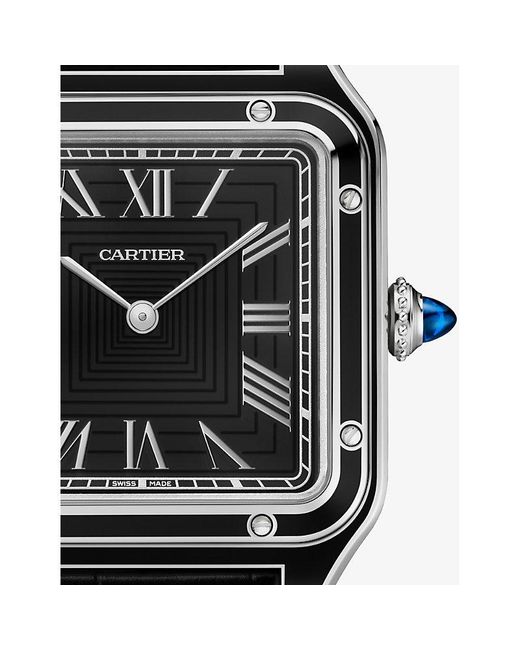 Cartier Black Crwssa0068 Santos-Dumont Stainless- Large Mechanical Watch
