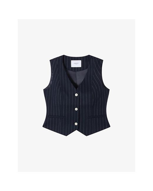 L.K.Bennett Blue Baxtor Pinstriped Stretch Wool-Blend Waistcoat
