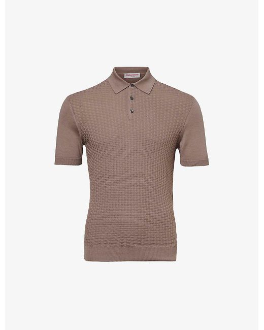 Orlebar Brown Brown Burnham Textured-weave Silk And Cotton-blend Polo Shirt for men