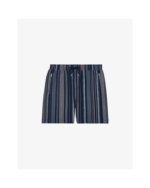 Reiss Blue River Striped Cotton-Blend Shorts for men